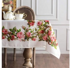 ARTABLE 직사각형 여름 식탁보 농가 식탁보 인쇄된 꽃 빈티지 꽃 패턴 테이블 천으로 우아한 휴일 긴 식사 주방(장미, 52 x 70인치)