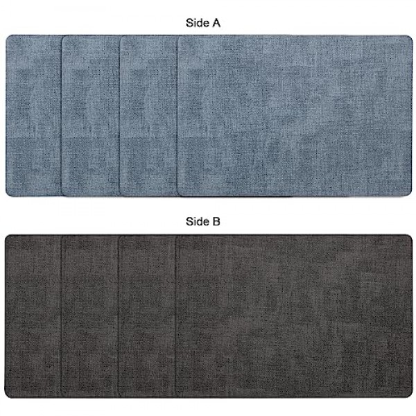 Myir JUN 플레이스매트 양면 인조 가죽 플레이스 매트 식탁용 실내 플레이스매트 4개 세트 야외 플레이스매트 정사각형 미끄럼 방지 세탁 가능 테이블 매트(회색 라이트