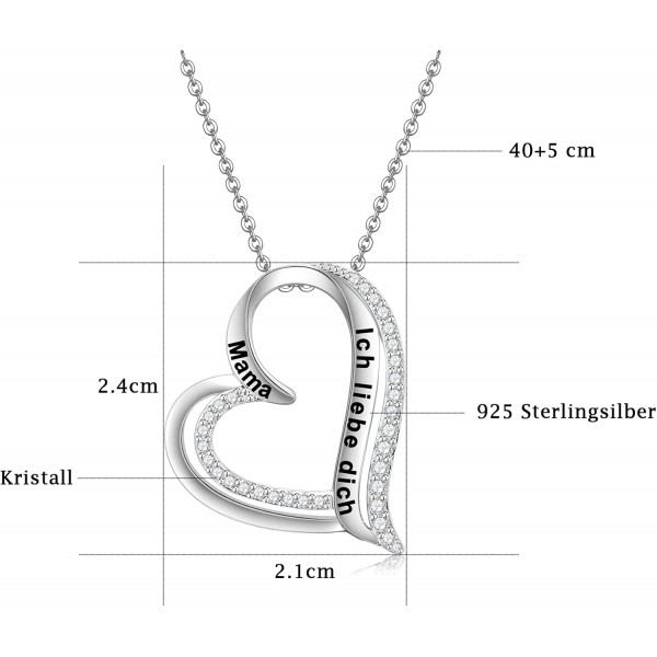 MESASTOM 하트 펜던트 여성 목걸이 925 스털링 실버, 엄마 할머니 딸 자매 아내 여자 친구 가장 친한 친구를위한 개인화 된 선물 