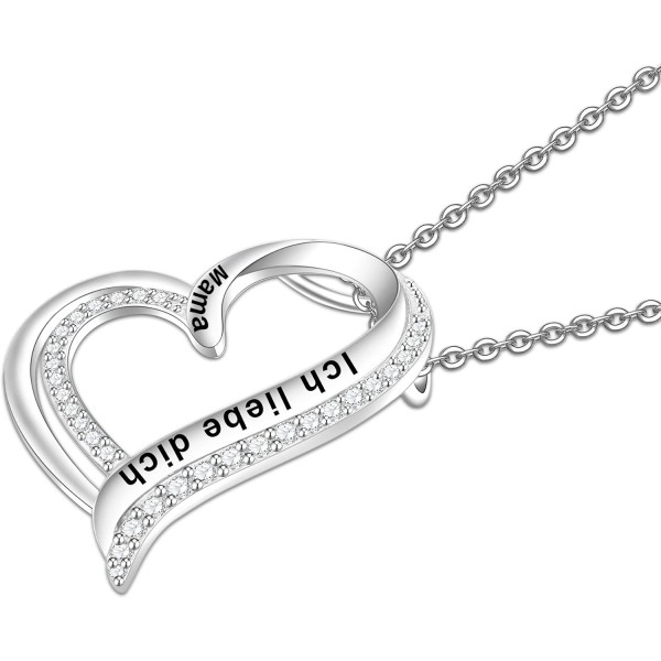 MESASTOM 하트 펜던트 여성 목걸이 925 스털링 실버, 엄마 할머니 딸 자매 아내 여자 친구 가장 친한 친구를위한 개인화 된 선물 