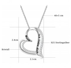 MESASTOM 하트 펜던트 여성 목걸이 925 스털링 실버, 엄마 할머니 딸 자매 아내 여자 친구 가장 친한 친구를위한 개인화 된 선물 