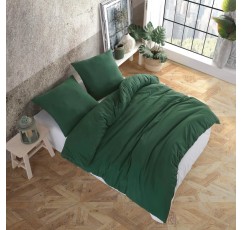 Vency 일반 이불 커버 220 x 240 cm, 베갯잇 2개 포함 65 x 65 cm 녹색 - 지퍼가 있는 성인용 침대 린넨 220 x 240 cm - 면 침대 린넨 240 x 220 cm Vert