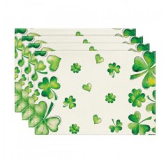 Artoid 모드 토끼풀 클로버 럭키 아일랜드 성 패트릭의 날 플레이스 매트 파티 주방 식사 장식을 위한 4, 12x18 인치 계절 봄 테이블 매트 세트