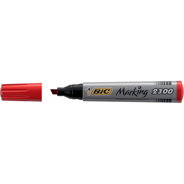 BIC Permanent Marker Marking 2000 ECOlutions 12개 상자 및 Marking 2300 Permanent Marker, 빨간색, 12개 팩, 골판지용 방수 펜