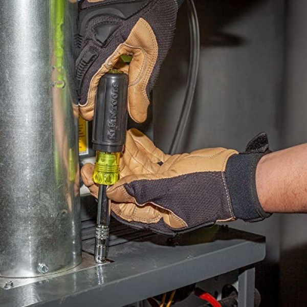 Klein Tools 32596 멀티 비트 드라이버/너트 드라이버, 육각형, 십자형, 슈레이더 비트, 너트 드라이버가 포함된 자기 8-in-1 HVAC 슬라이드 드라이브 도구