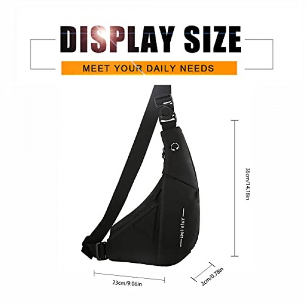 LOCAL LION 가슴 가방 도난 방지 슬링 가방 크로스 바디 가방 숄더백 남성 여성 패니 팩 방수 블랙 블랙 6-l