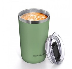 Ideus 20온스 텀블러, 물 튀김 방지 슬라이딩 뚜껑이 있는 여행용 커피 머그, 가정 및 사무실용 이중벽 스테인레스 스틸 진공 단열 커피 머그, 음료를 뜨겁게 또는 차갑