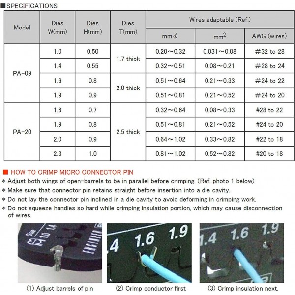 Engineers Precision Crimping Pliers PA-09 80개의 서로 다른 핀 및 D-Sub 커넥터 접점에 걸친 AWG32-AWG20 전선용 최고의 정밀 압착 도구, 내유성 그립(PA-09 + 무료 도구 파우치)