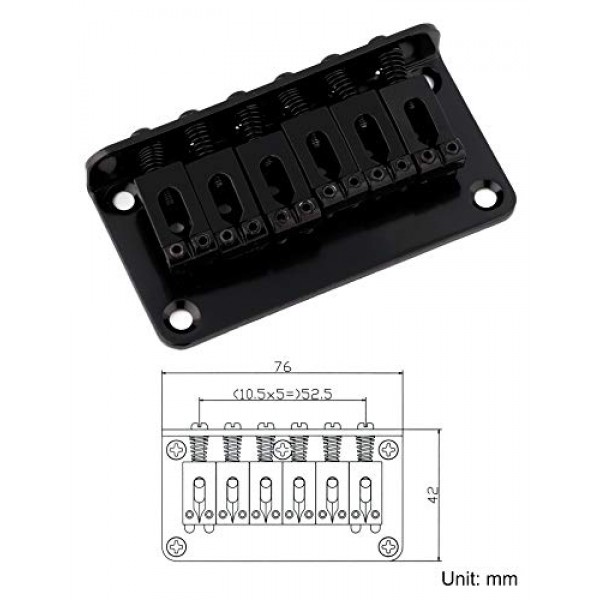 Metallor 탑 로드 기타 브리지 테일피스 고정 하드테일 안장 브리지 6현 펜더 Strat Tele 스타일 일렉트릭 기타 부품과 호환 가능 블랙.