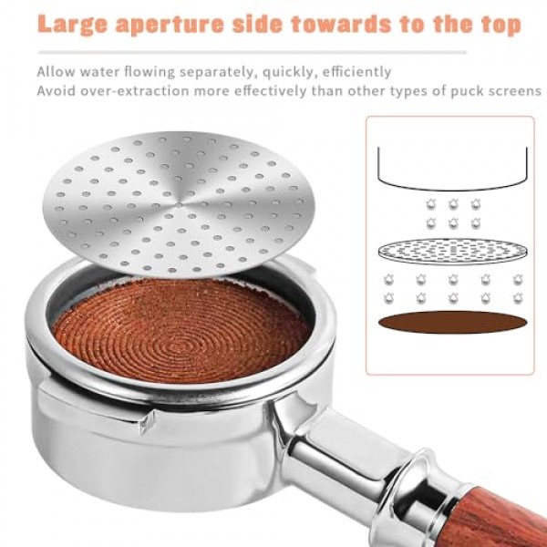CAFEMASY 에스프레소 퍽 스크린 53mm Breville Espresso Portafilter 필터 바구니 54mm 2pcs 재사용 가능한 커피 필터 금속 하부 샤워 스크린
