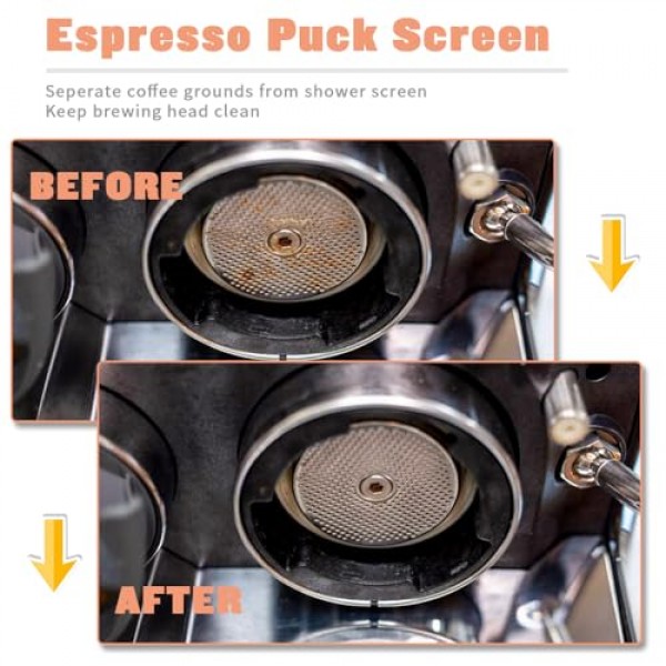 CAFEMASY 에스프레소 퍽 스크린 53mm Breville Espresso Portafilter 필터 바구니 54mm 2pcs 재사용 가능한 커피 필터 금속 하부 샤워 스크린