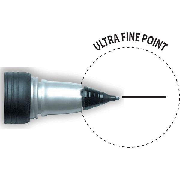 BIC Intensity Marker Ultra Fine, 검정, 12개들이 팩, 선 너비: 0.6mm, 고무 그립 영역 12개 펜 포함