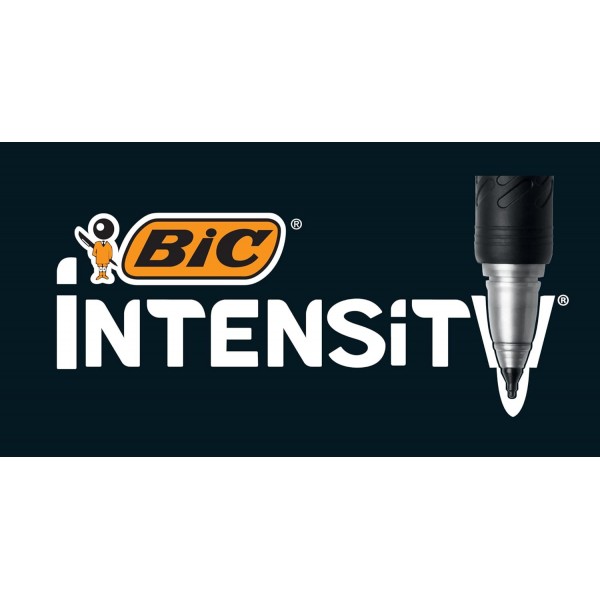 BIC Intensity Marker Ultra Fine, 검정, 12개들이 팩, 선 너비: 0.6mm, 고무 그립 영역 12개 펜 포함
