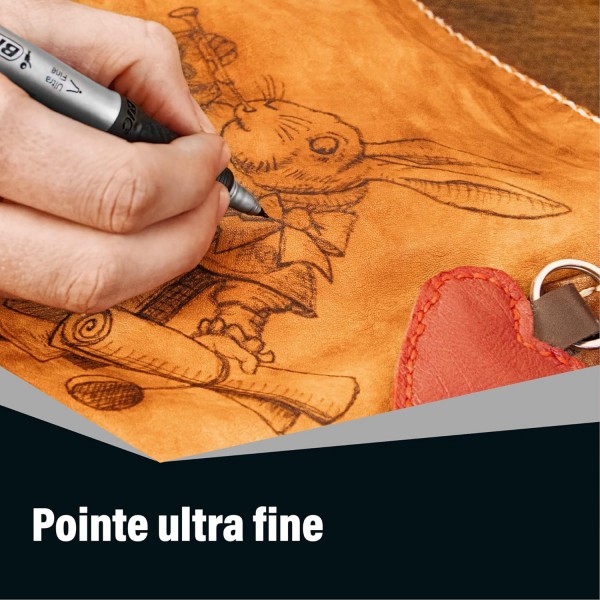 BIC Intensity Marker Ultra Fine, 검정, 12개들이 팩, 선 너비: 0.6mm, 고무 그립 영역 12개 펜 포함