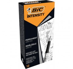 BIC Intensity Marker Ultra Fine, 검정, 12개들이 팩, 선 너비: 0.6mm, 고무 그립 영역 12개 펜 포함