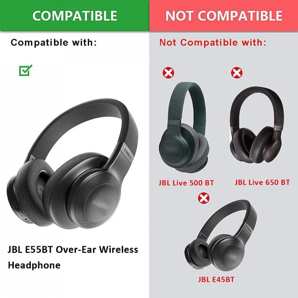 교체 용 이어 패드 폼 쿠션 부품 커버 JBL E55BT E 55 BT 블루투스 무선 헤드셋 Standart Black