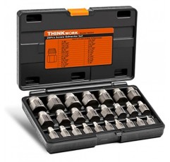 THINKWORK 나사 추출기 세트, 25피스 Easy Out 볼트 추출기 세트, 멀티 스플라인, 부러진 스터드, 볼트, 나사 제거용