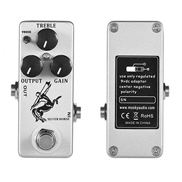 YMUZE Moskyaudio 미니 실버 말 효과 페달 일렉트릭 기타용 오버드라이브 페달