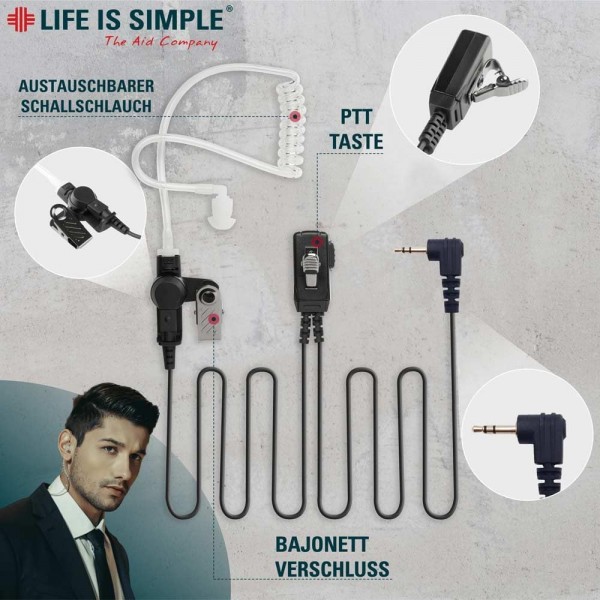 LIFE IS SIMPLE 양방향 무전기 헤드셋 for Motorola Talkabout | Motorola Talkabout T62, Motorola Talkabout T82 등을 위한 워키토키 헤드셋 | 마이크가 있는 워키토키 헤드셋(PTT)