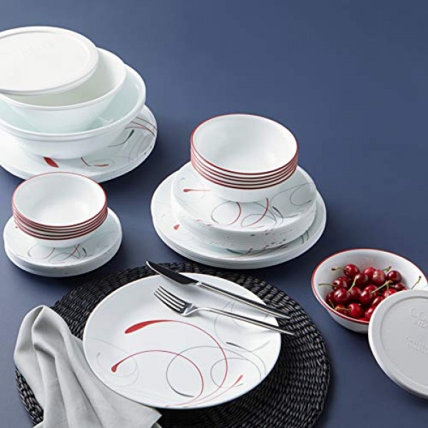 Corelle Vitrelle 78피스 서비스 12개 식기 세트, 삼중 유리 및 칩 방지, 경량 원형 접시 및 그릇 세트, Splendor