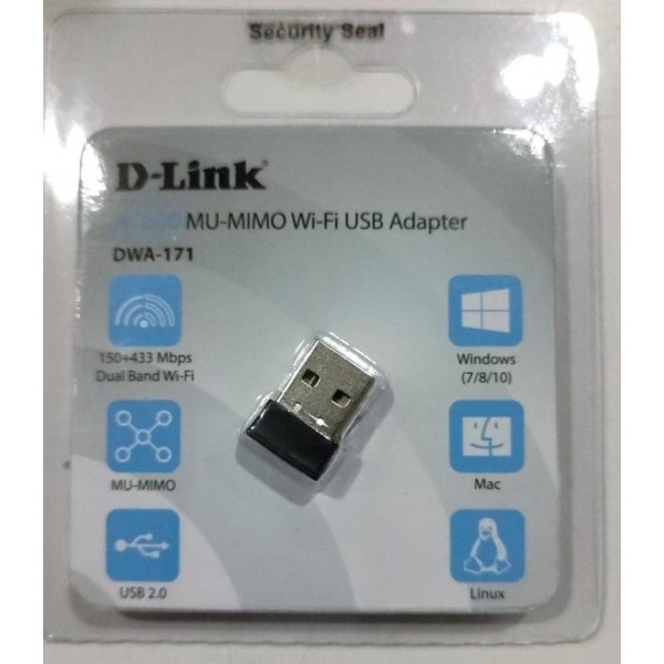 D-Link DWA-171 Nano WLAN-USB 어댑터(무선 AC 표준, 이중 대역, bis zu 433 Mbit/s)