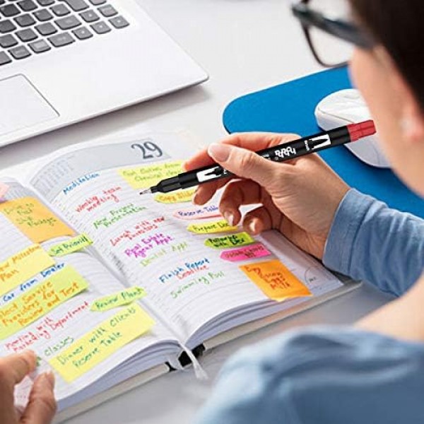 Hhhouu 100 색 브러시 마커 브러시 펜 저널 액세서리 펜, 마커 펜 성인을위한 양면 색칠하기 책bullet journal handlettering hho-100B