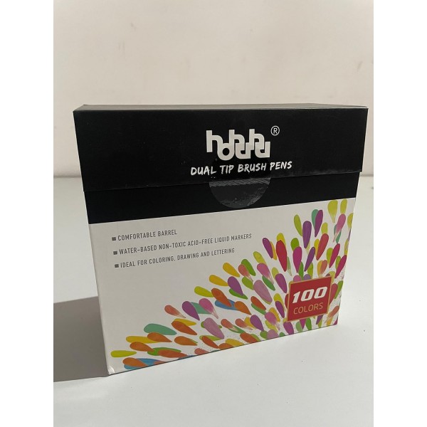 Hhhouu 100 색 브러시 마커 브러시 펜 저널 액세서리 펜, 마커 펜 성인을위한 양면 색칠하기 책bullet journal handlettering hho-100B