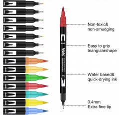 Hhhouu 100 색 브러시 마커 브러시 펜 저널 액세서리 펜, 마커 펜 성인을위한 양면 색칠하기 책bullet journal handlettering hho-100B