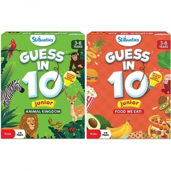 Skillmatics Guess in 10 Junior Animal Kingdom & Food We Eat Bundle, 재미있는 가족 게임, 3~6세