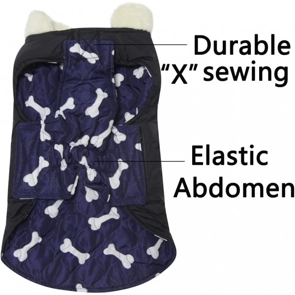 JoyDaog 양털 칼라 겨울용 포켓 방수 강아지 자켓이있는 대형 개를위한 따뜻한 개 코트 블루 XL XL 블루