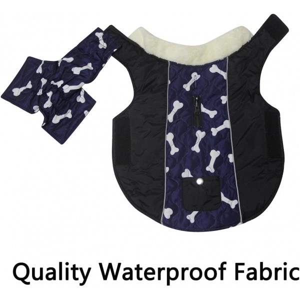 JoyDaog 양털 칼라 겨울용 포켓 방수 강아지 자켓이있는 대형 개를위한 따뜻한 개 코트 블루 XL XL 블루