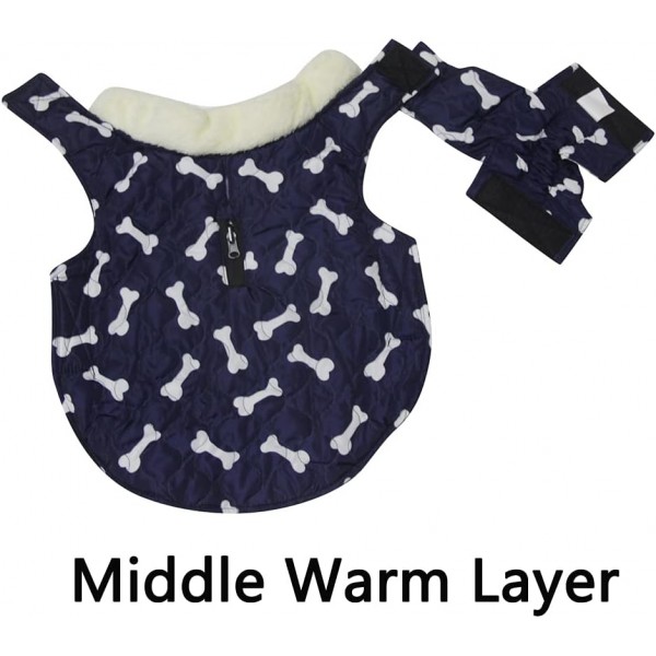 JoyDaog 양털 칼라 겨울용 포켓 방수 강아지 자켓이있는 대형 개를위한 따뜻한 개 코트 블루 XL XL 블루