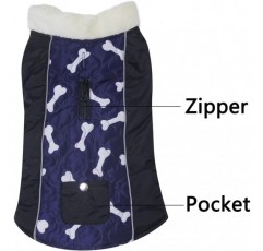 JoyDaog 양털 칼라 겨울용 포켓 방수 강아지 자켓이있는 대형 개를위한 따뜻한 개 코트 블루 XL XL 블루