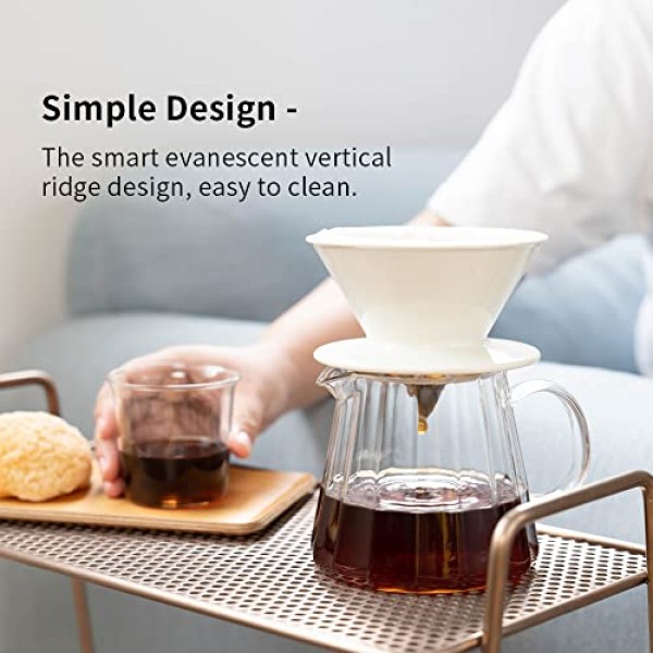 Watchget 유리 커피 Carafe 500ml 커피 서버 위에 부어 내열성 붕규산 유리 커피 포트 메이커 17oz Clear