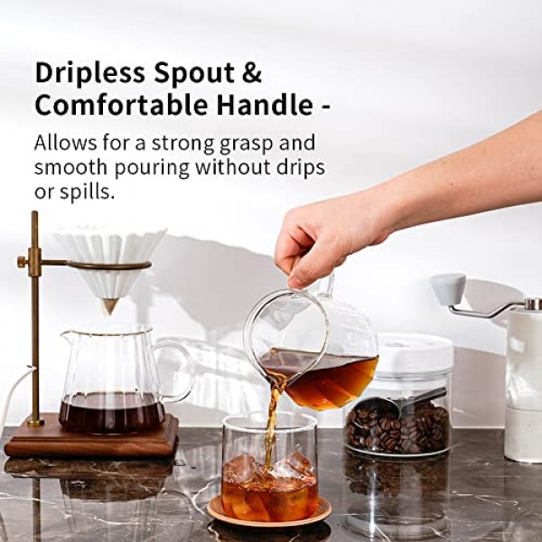 Watchget 유리 커피 Carafe 500ml 커피 서버 위에 부어 내열성 붕규산 유리 커피 포트 메이커 17oz Clear