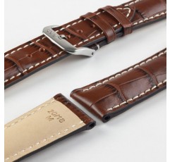 Rios 1931 NEW ORLEANS 마호가니 19mm 실버 버클 앨리게이터 엠보싱 가죽 시계 스트랩