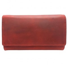 RFID 보호 기능이 있는 정품 가죽 여성용 지갑, 긴 천연 헌터 가죽 Jockey Club Toro Rustique red