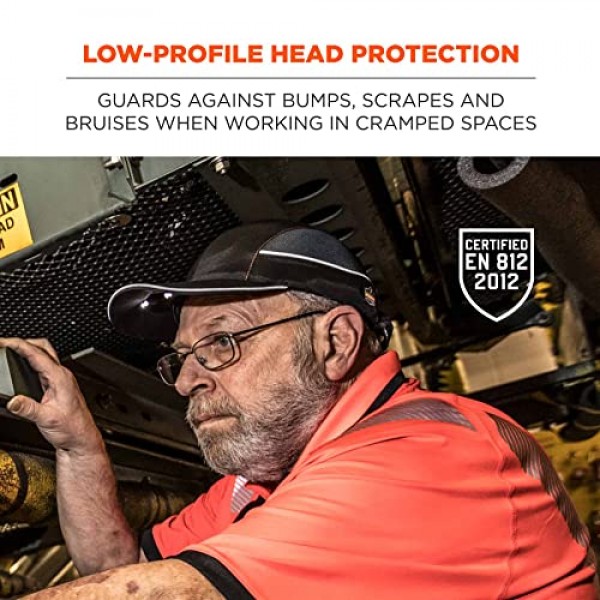 LED 챙 조명이 있는 안전 범프 캡, 야구 모자 스타일, 짧은 챙, Ergodyne Skullerz 8960, 라임