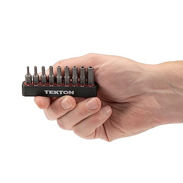 TEKTON 1/4인치 미터법 보안 육각 비트 세트, 레일 포함, 9피스(2-6mm) | DZX93004