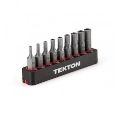 TEKTON 1/4인치 미터법 보안 육각 비트 세트, 레일 포함, 9피스(2-6mm) | DZX93004