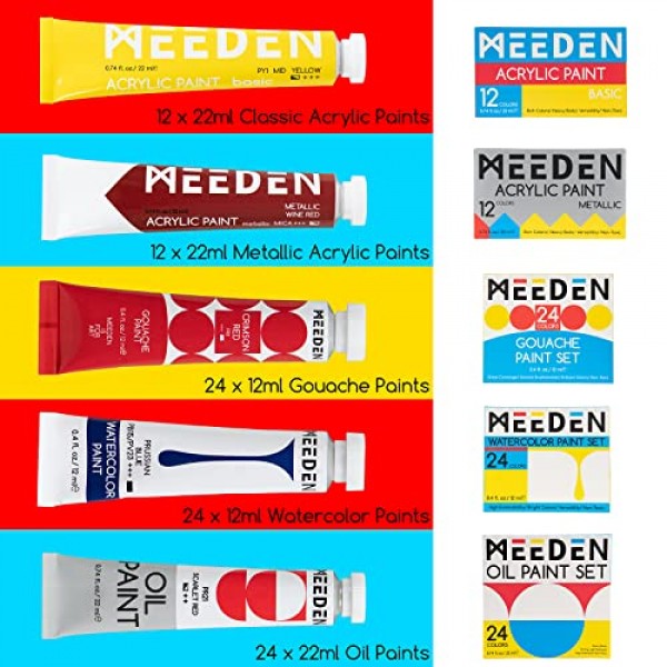 MEEDEN 149개 미술 용품(프렌치 이젤 포함), 예술가용 올인원 페인팅 세트