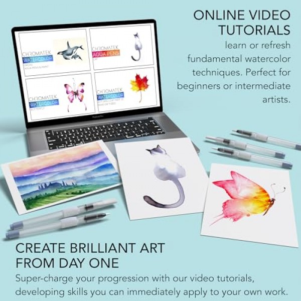 aquapens 그림용 워터 브러쉬 펜 - 6팩 - 6가지 펜촉이 있는 워터 드로잉 브러쉬 펜 - 예술가용 휴대용 수채화 브러쉬 펜 - 어린이 및 성인용 워터 브러쉬 펜