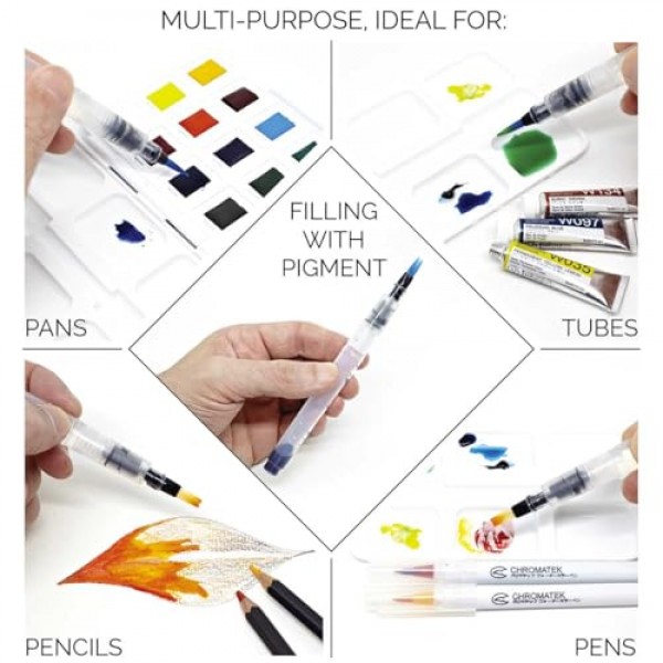 aquapens 그림용 워터 브러쉬 펜 - 6팩 - 6가지 펜촉이 있는 워터 드로잉 브러쉬 펜 - 예술가용 휴대용 수채화 브러쉬 펜 - 어린이 및 성인용 워터 브러쉬 펜