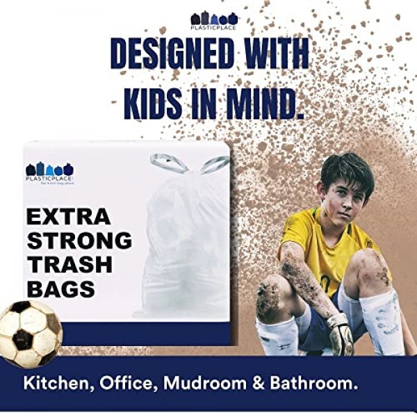 Plasticplace 8갤런 쓰레기 봉투 â”‚ 0.7mil â”‚ 흰색 졸라매는 끈 쓰레기통 라이너 â”‚200개(1팩)
