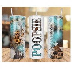 Poopsie 소가죽 보석과 표범, Poopsie 스키니 텀블러 소가죽 디스트레스드 텀블러, 웨스턴 텀블러 20Oz 스키니 텀블러, 아버지의 날, 생일, 크리스마스를 위한 Poopsie