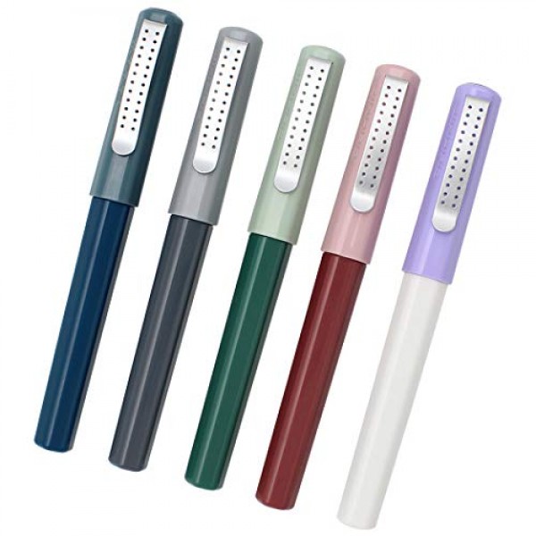 5 PCS Jinhao 248 만년필 Fine Nib 5색 세트(리필 가능 변환기 포함, 어두운 색상)