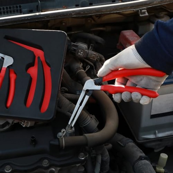 AIRTOON 2PC 키위 구부러진 머리 바늘 코 펜치, 각진 머리 바늘 코 키위 펜치, 6인치 및 8인치, 이중 주입 핸들, 좁은 공간 접근을 위한 구부러진 머리 디자인