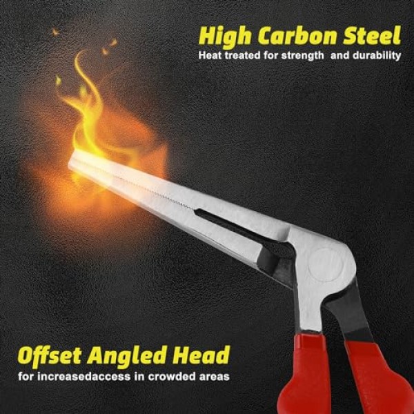 AIRTOON 2PC 키위 구부러진 머리 바늘 코 펜치, 각진 머리 바늘 코 키위 펜치, 6인치 및 8인치, 이중 주입 핸들, 좁은 공간 접근을 위한 구부러진 머리 디자인