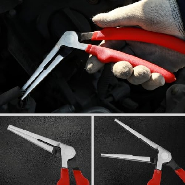 AIRTOON 2PC 키위 구부러진 머리 바늘 코 펜치, 각진 머리 바늘 코 키위 펜치, 6인치 및 8인치, 이중 주입 핸들, 좁은 공간 접근을 위한 구부러진 머리 디자인