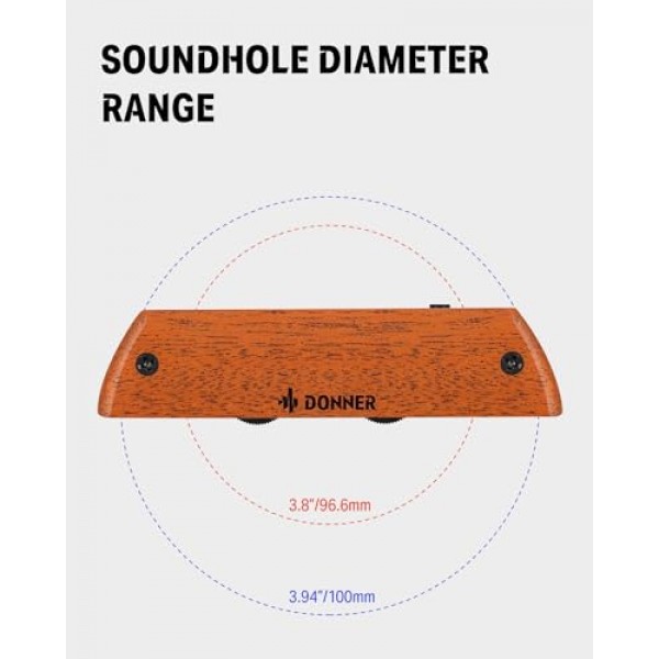 Donner 어쿠스틱 기타 픽업, DSS-6 기타 픽업 험버커 볼륨 톤 조절 기능이 있는 패시브 마호가니 사운드홀 픽업, 3.8 ~ 3.94 사운드홀 직경에 적합